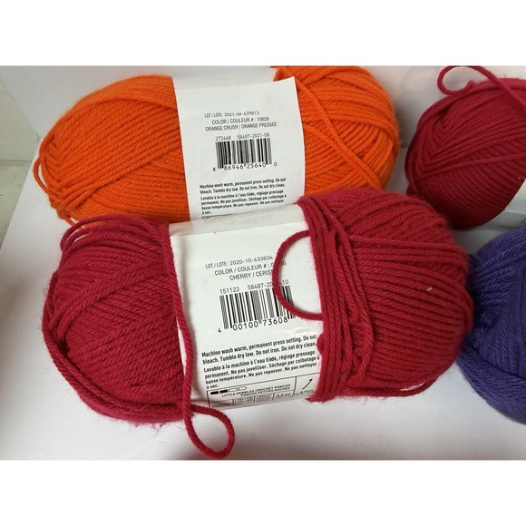 Loops & Threads Impeccable Yarn 4.5 Oz Lot of 5 Red Orange Purple - Picture 6 of 6